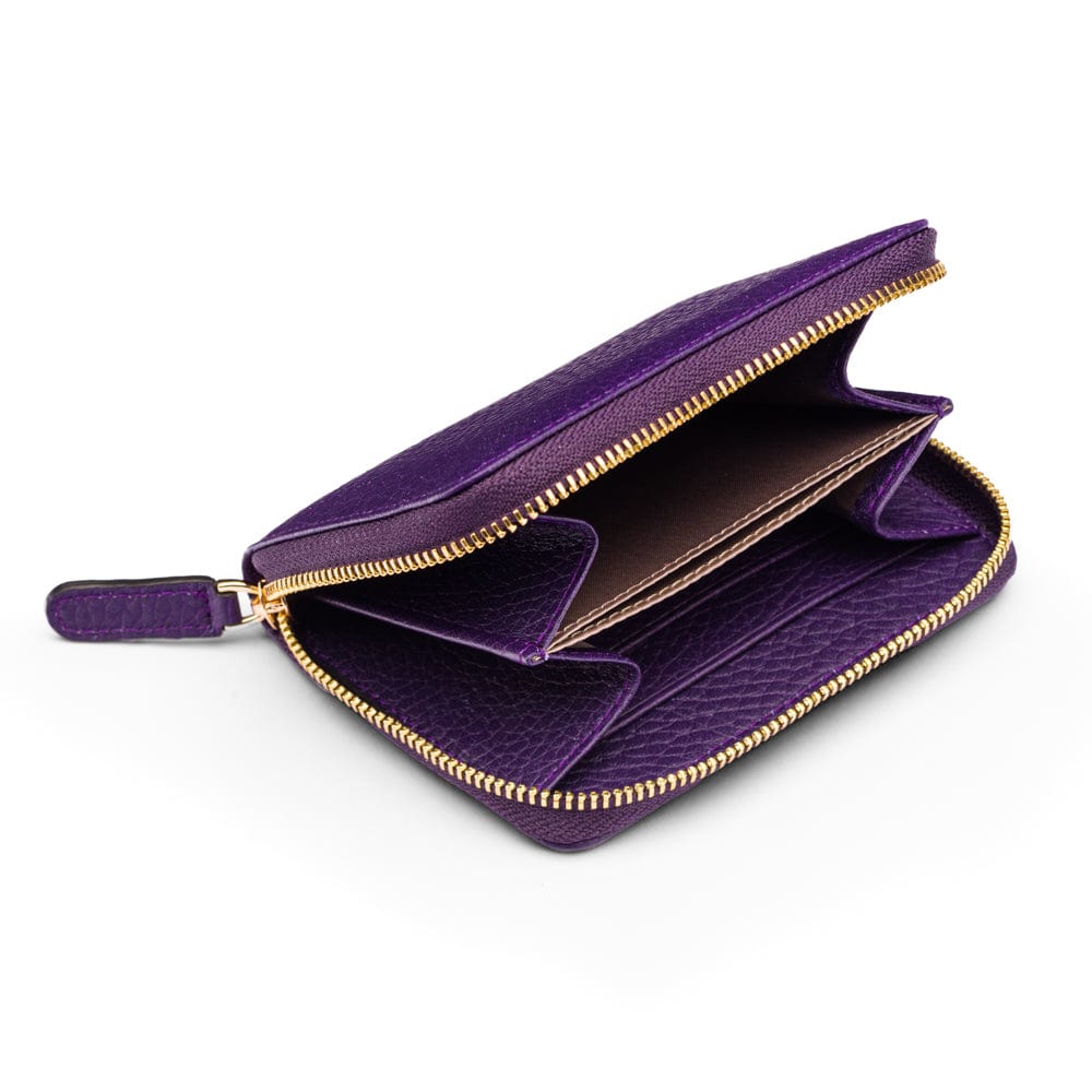 Small zip around purse, purple, open