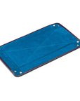 Rectangular leather valet tray, purple with cobalt, flat