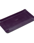 Rectangular leather valet tray, purple with cobalt, flat base