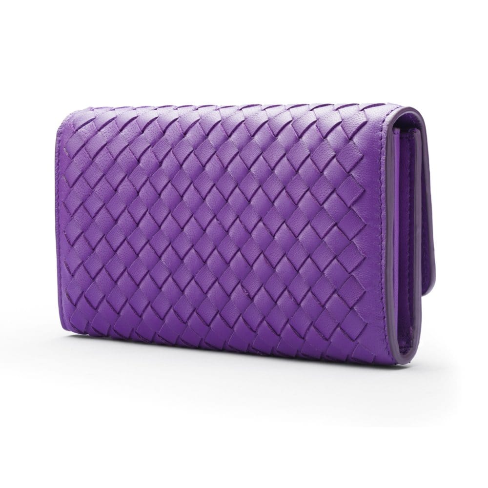 Purple Woven Leather Concertina Tall  Purse