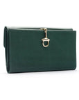 Racing Green Ladies Tall Leather Purse With Brass Clasp 8 CC