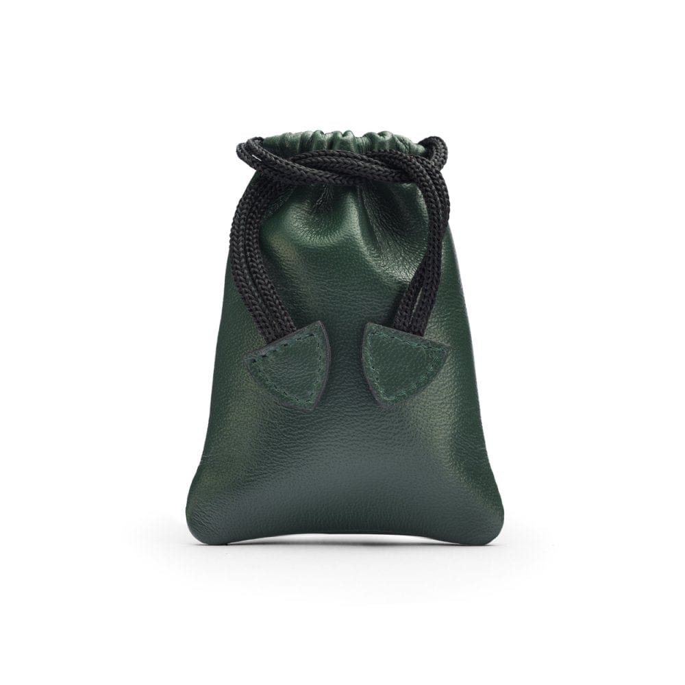 Racing Green Leather Drawstring Coin Pouch