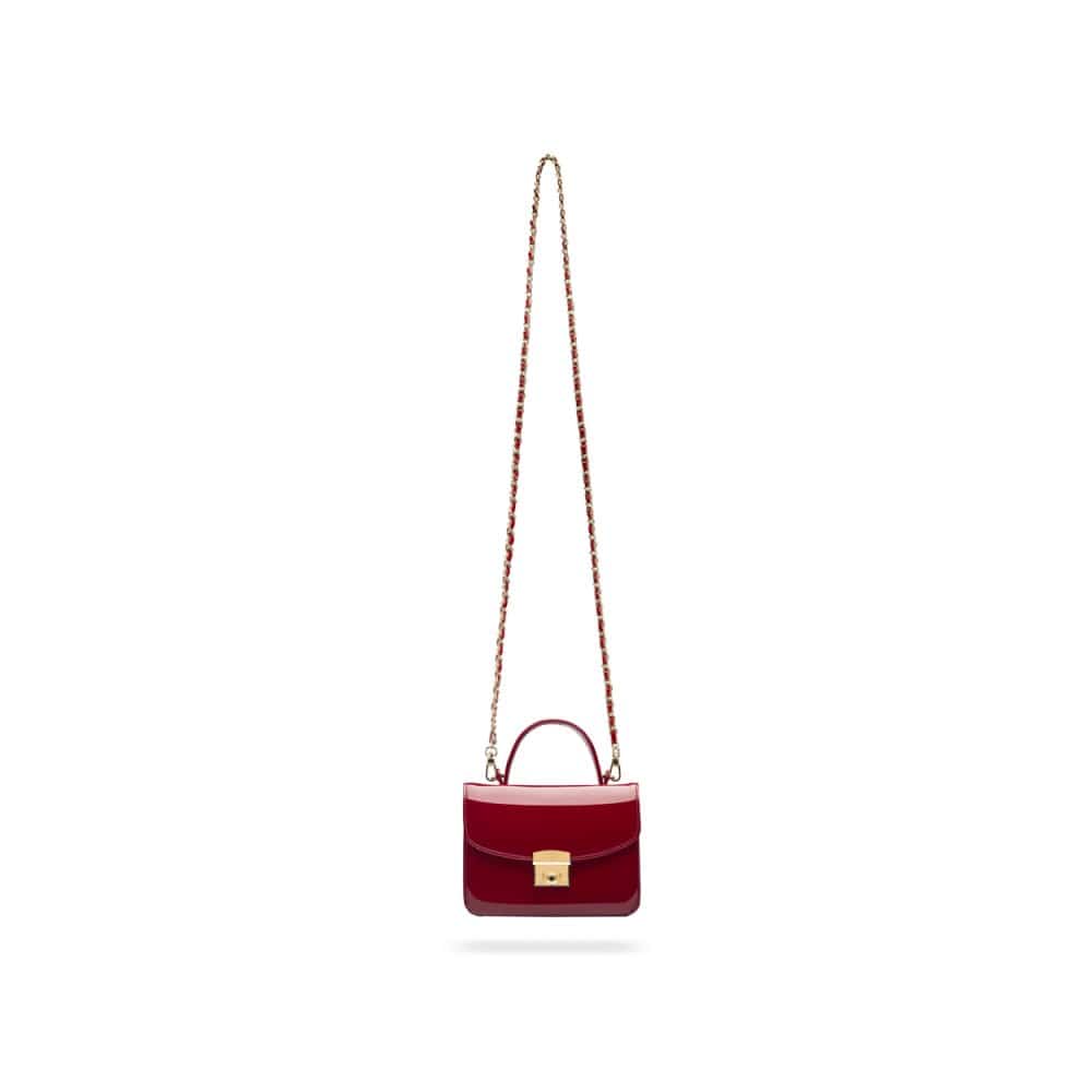 Small leather top handle bag, red patent