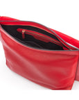 Carol Ann slouchy leather shoulder bag, red, inside