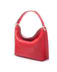 Carol Ann slouchy leather shoulder bag, red, side