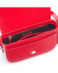 Leather saddle bag, red, inside