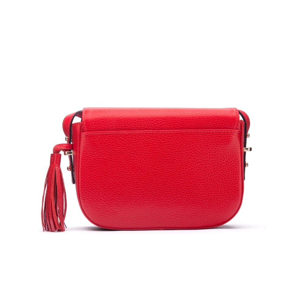 Leather saddle bag, red, back