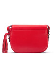 Leather saddle bag, red, back