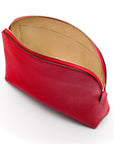 Leather cosmetic bag, red, inside