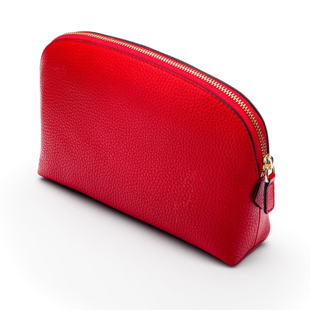 Leather cosmetic bag, red, side