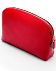 Leather cosmetic bag, red, side