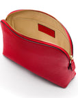 Leather cosmetic bag, red, open