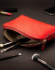 Leather cosmetic bag, red, lifestyle