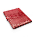 Leather conference folder, red croc, back