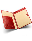 A4 leather document folder, red croc, inside