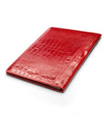 A4 leather document folder, red croc, back