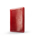 A4 leather document folder, red croc, front