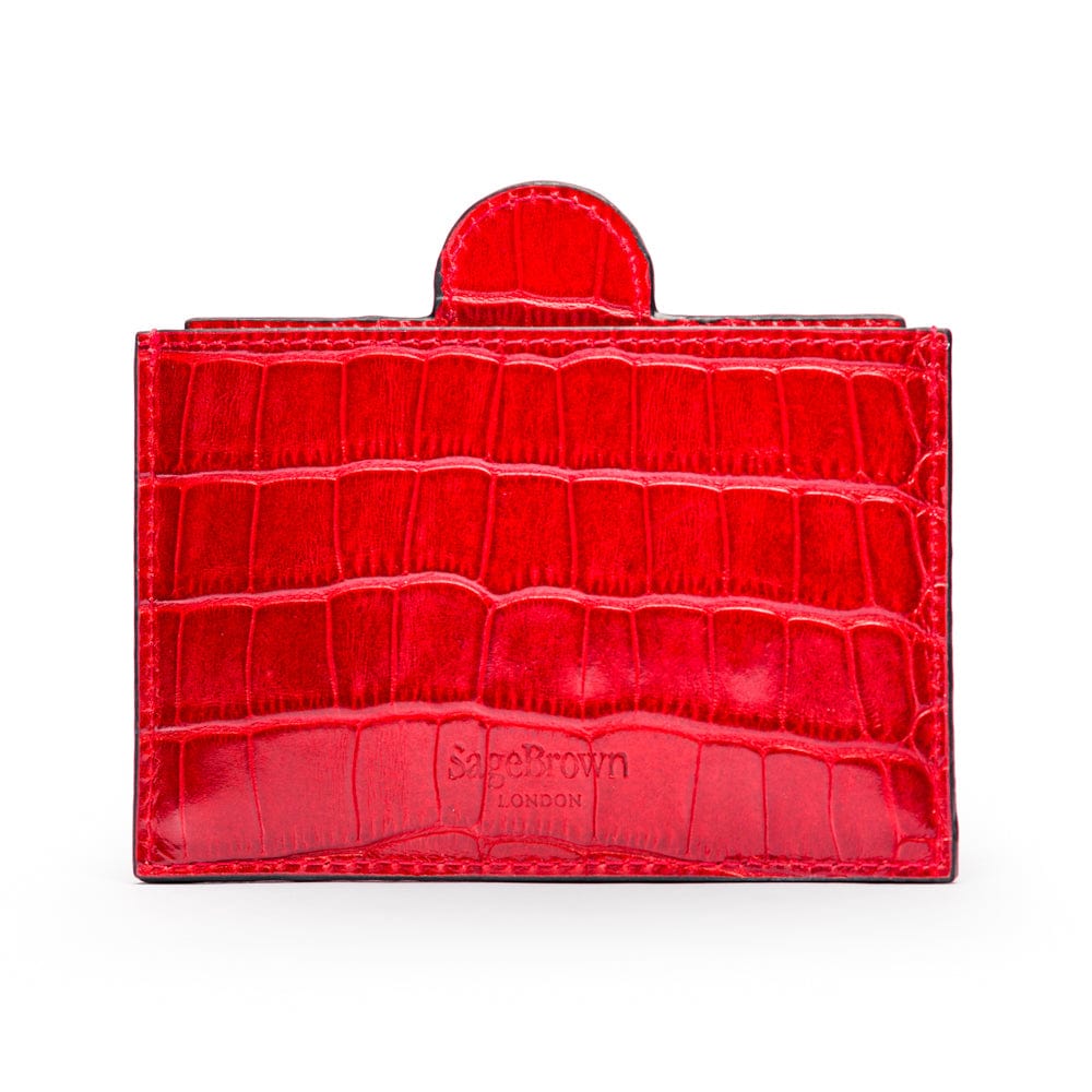 Compact leather mirror, red croc, back