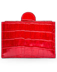 Compact leather mirror, red croc, back