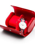 Double watch roll, red croc, inside