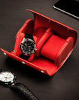 Double watch roll, red croc, lifestyle