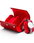 Double watch roll, red croc, with detachable pad