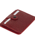 Red Croc Flat Compact Credit Card Wallet With 2 ID Windows, 6CC