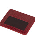 Red Croc Flat Compact Credit Card Wallet With 2 ID Windows, 6CC