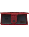 Red Croc Flat Compact Credit Card Wallet With 2 ID Windows, 6CC