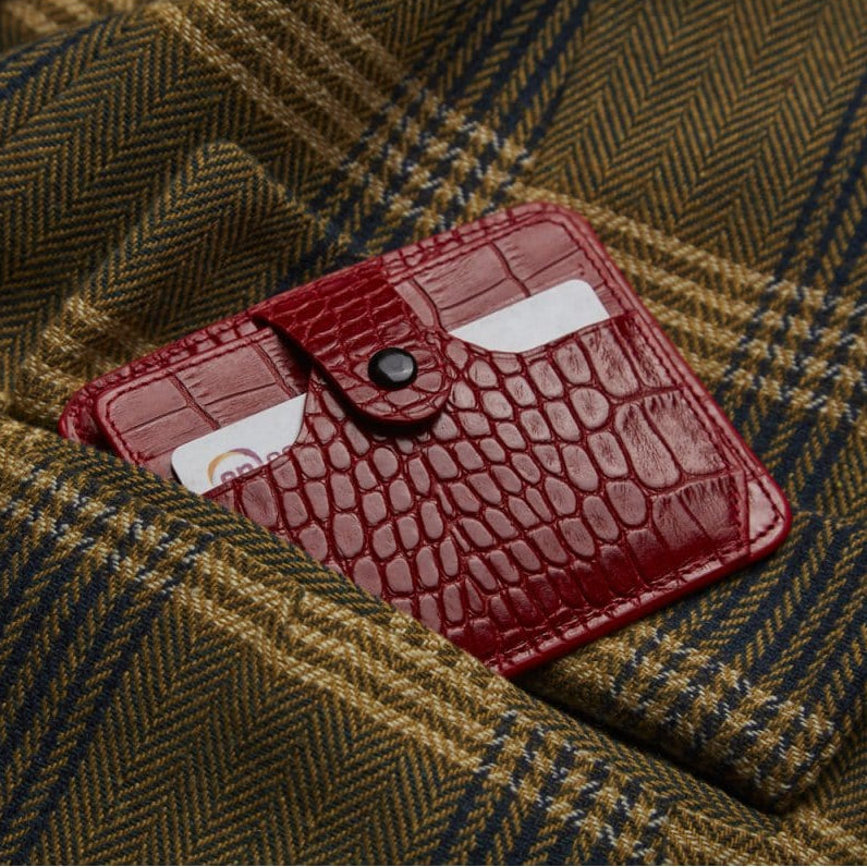 Red Croc Flat Compact Credit Card Wallet With 2 ID Windows, 6CC, lifestyle