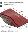 RFID Flat Leather Card Holder, red croc, features