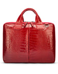 Leather 13" laptop briefcase, red croc, front