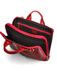 Leather 13" laptop briefcase, red croc, open