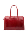 Ladies' leather 15" laptop handbag, red croc, front