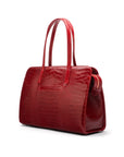 Ladies' leather 15" laptop handbag, red croc, back