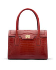 Large leather Morgan bag, red croc, front view