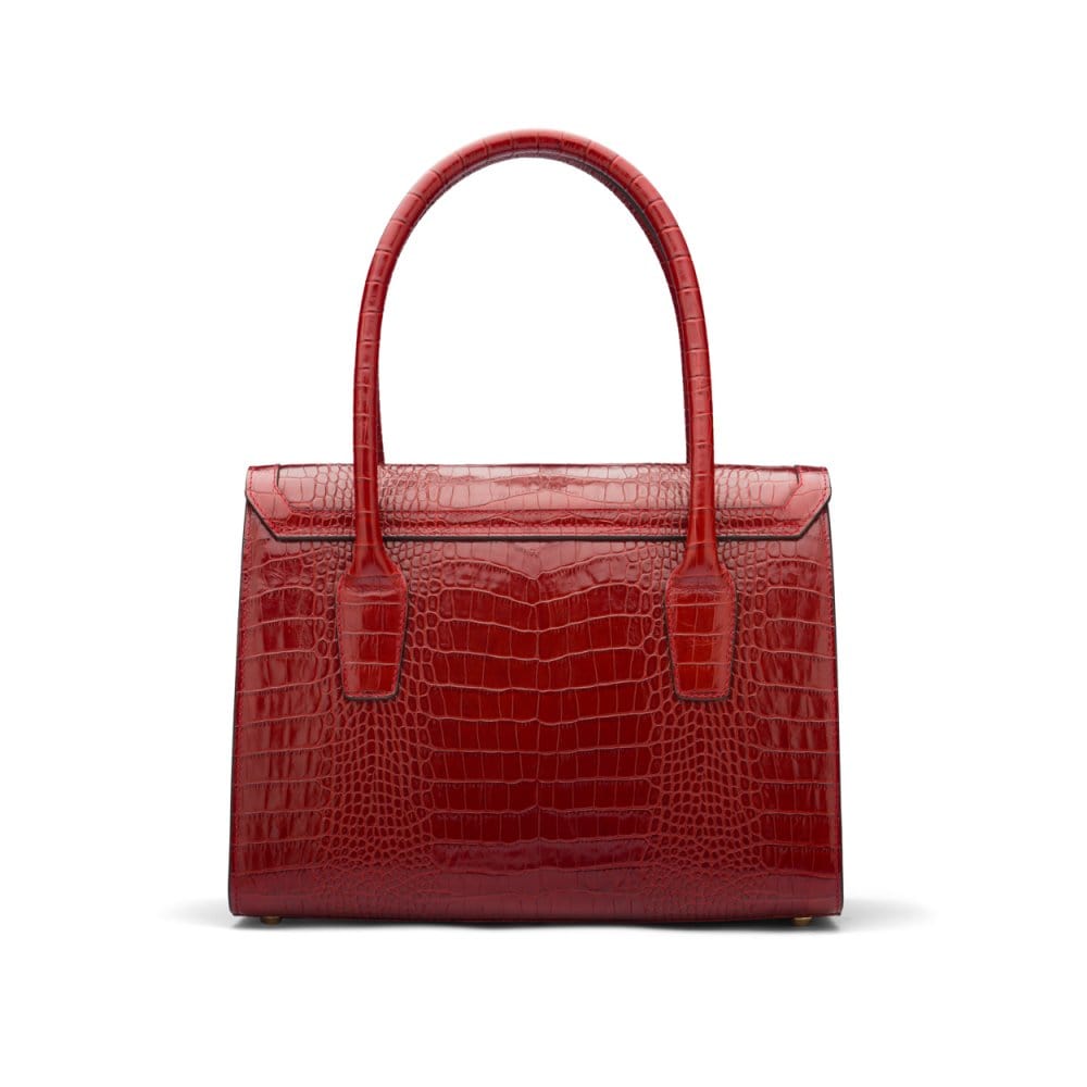 Large leather Morgan bag, red croc, back view