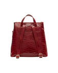 Leather 13" laptop backpack, red croc, back view