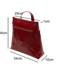 Leather 13" laptop backpack, red croc, dimensions