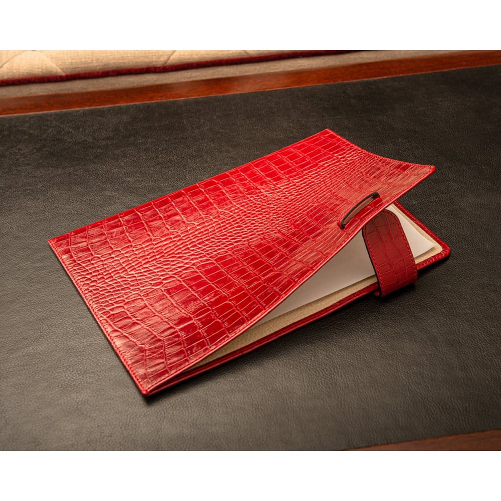A4 leather document folder, red croc, lifestyle