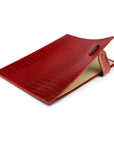 A4 leather document folder, red croc, inside view