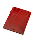 A4 leather document folder, red croc, back view