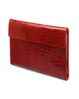 Leather envelope folder, red croc, front