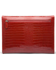 Leather envelope folder, red croc, back