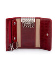 Key wallet with detachable key fob, red croc, inside