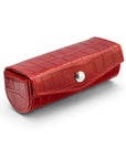 Leather lipstick case, red croc, top