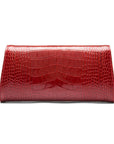 Leather clutch bag, red croc, back