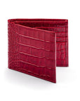 RFID leather wallet for men, red croc, front view