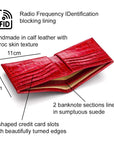 RFID leather wallet for men, red croc, features