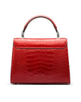 Leather top handle bag, Burnett bag, red croc, back view